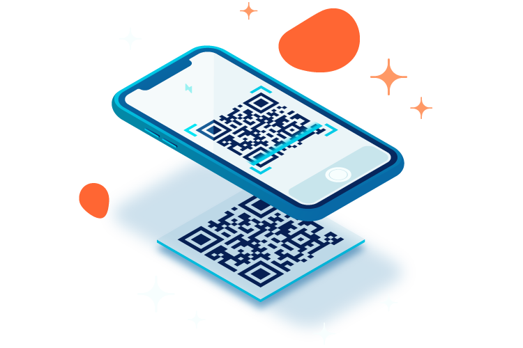 ementas digitais para restaurantes Ilustração de um smartphone a fazer scan a um código QR